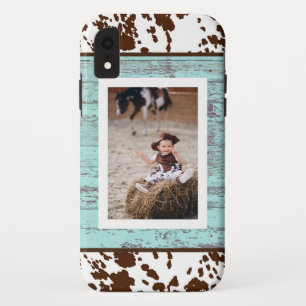 Capa Para iPhone Da Case-Mate Fotos em Couro de Vaca com Madeira Turquesa Wester