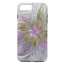 Fractal Abstrato Colorida Floral, Rosa E Dourada