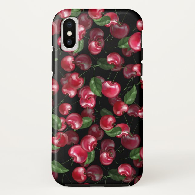 Capa Para iPhone, Case-Mate Fruta de cereja a preto (Verso)