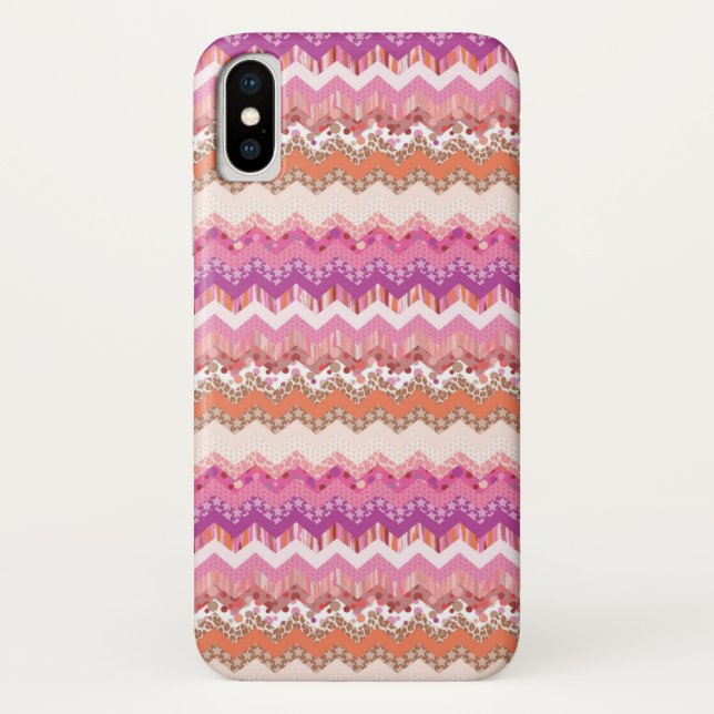Capa Para iPhone, Case-Mate Fundo cor-de-rosa do ziguezague (Verso)