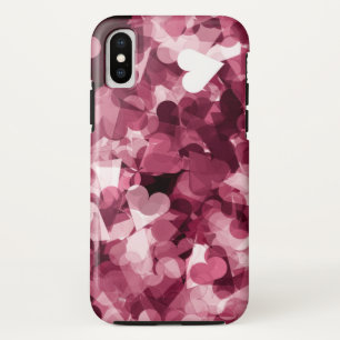 Capa Para iPhone X Fundo cor-de-rosa macio dos corações de Kawaii