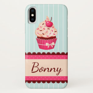 Capa Para iPhone X Fundo cor-de-rosa personalizado do azul da hortel