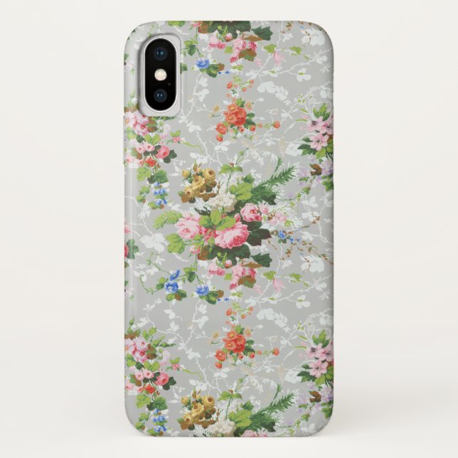 Capa Para iPhone, Case-Mate Fundo das Cinzas Florais Girly Girly Chic (Verso)