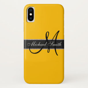 Capa Para iPhone X Fundo de cor âmbar do Monograma