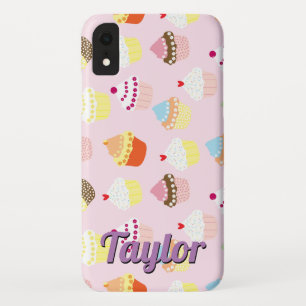 Capa Para iPhone Da Case-Mate Fundo de Cupcake Colorido com Nome Personalizado