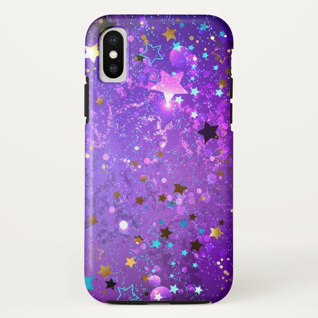 Capa Para iPhone, Case-Mate Fundo de folhas roxas com estrelas (Verso)