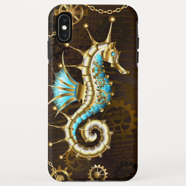 Capa Para iPhone, Case-Mate Fundo de madeira com cavalo de mar mecânico (Verso)