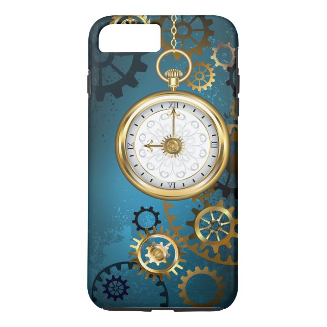 Capa Para iPhone, Case-Mate Fundo de turquesa Steampun com engrenagens (Verso)