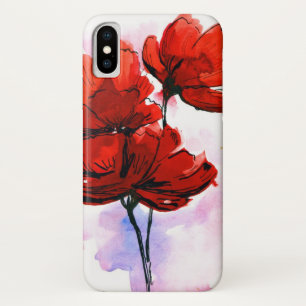 Capa Para iPhone X Fundo floral pintado abstrato 2