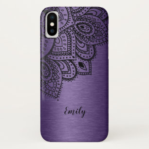 Capa Para iPhone Da Case-Mate Fundo Metálico Roxo Mandala Preto