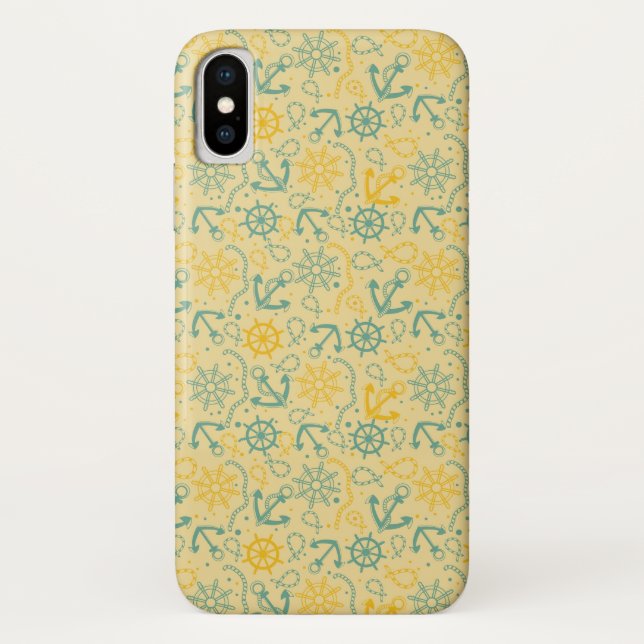 Capa Para iPhone, Case-Mate Fundo retro com âncora, cordas (Verso)
