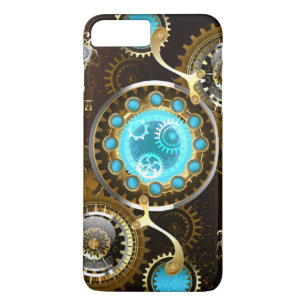 Capa iPhone 8 Plus/7 Plus Fundo Rusty Steampunk com Lentes Turquesa