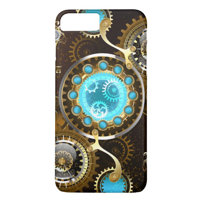 Capa Para iPhone, Case-Mate Fundo Rusty Steampunk com Lentes Turquesa (Verso)
