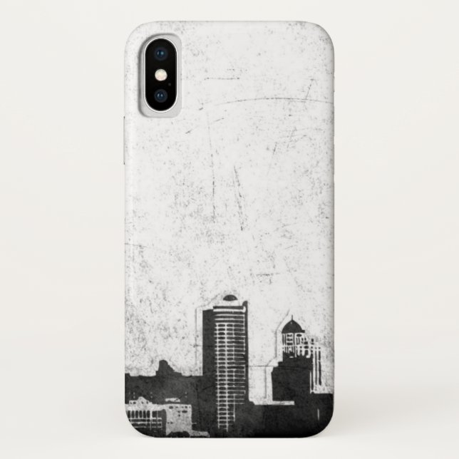 Capa Para iPhone, Case-Mate Fundo sujo da cidade em preto e branco (Verso)