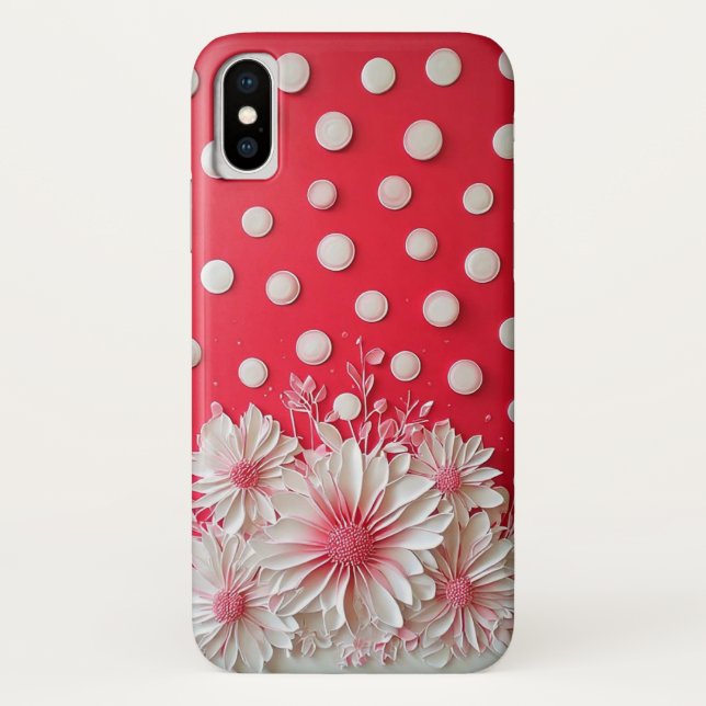 Capa Para iPhone, Case-Mate Fundo Vermelho e Padrão de Bolinhas (Verso)