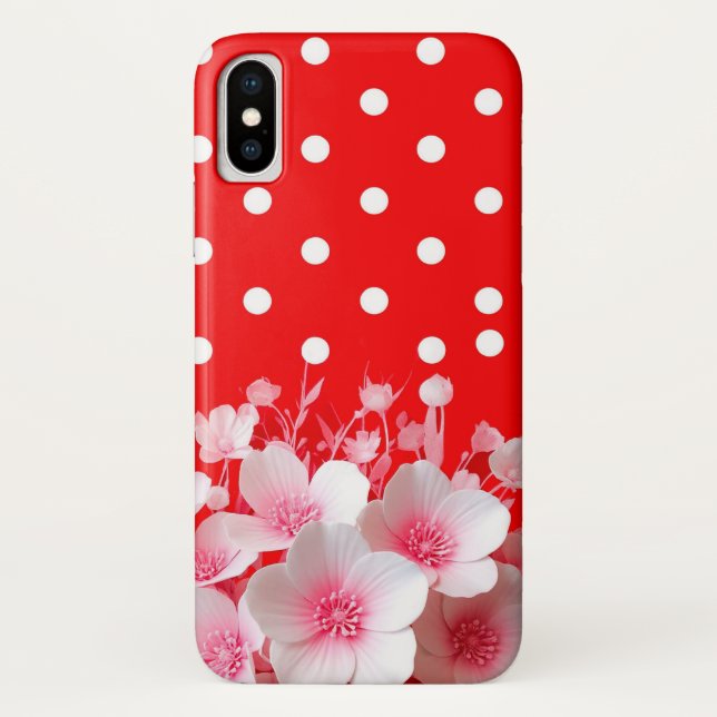 Capa Para iPhone, Case-Mate Fundo Vermelho e Padrão de Bolinhas (Verso)