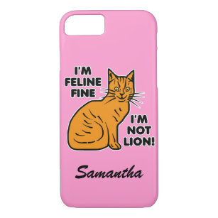 Capa iPhone 8/7 Funny Cat Pun Orange Feline Gatinho Personalize