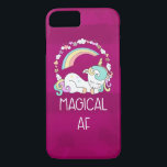 Capa iPhone 8/7 Funny Unicorn dizendo magia AF<br><div class="desc">Uma capa de telefone com um design humorístico. Uma pipoca dormindo com rico e rabo. Deocrata com um trio de estrelas. Um arco-íris arcado por cima. Uma coroa circular composta por nuvens, corações e flores para um talho feminino adicional. A tipografia diz Magical AF. Humor e fofo. O fundo é...</div>