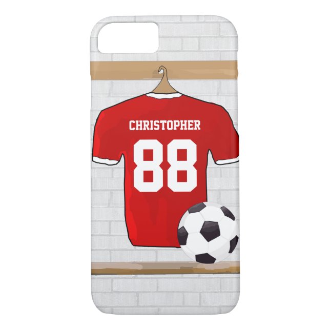 Capa Para iPhone, Case-Mate Futebol Red e White Personalizado Jersey (Verso)