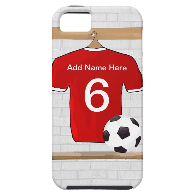 Capa Para iPhone, Case-Mate Futebol Red e White Personalizado Jersey (Traseira)