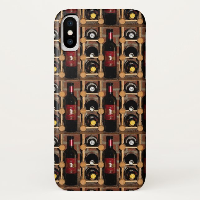 Capa Para iPhone, Case-Mate Garrafas de vinho tinto e preto em Rack iPhone X C (Verso)