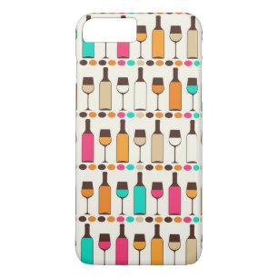 Capa iPhone 8 Plus/7 Plus Garrafas e vidros de vinho retros
