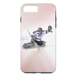 Capa iPhone 8 Plus/7 Plus Gateiro De Hóquei No Gelo Com Seu Nome Desenhando