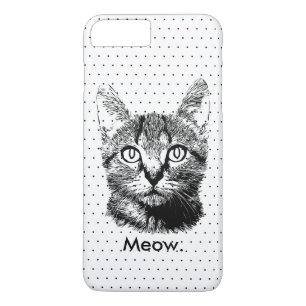Capa iPhone 8 Plus/7 Plus Gatinho Gato Bonito Mede Bolinhas Desenhadas À M