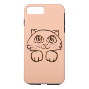 Capa iPhone 8 Plus/7 Plus Gatinho Gato-de-Peeking Bonito, Rosa