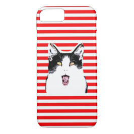 Capa iPhone 8/7 Gato branco e preto a rir