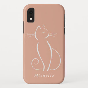 Capa Para iPhone Da Case-Mate Gato branco minimalista a cor-de-rosa Adicionar no