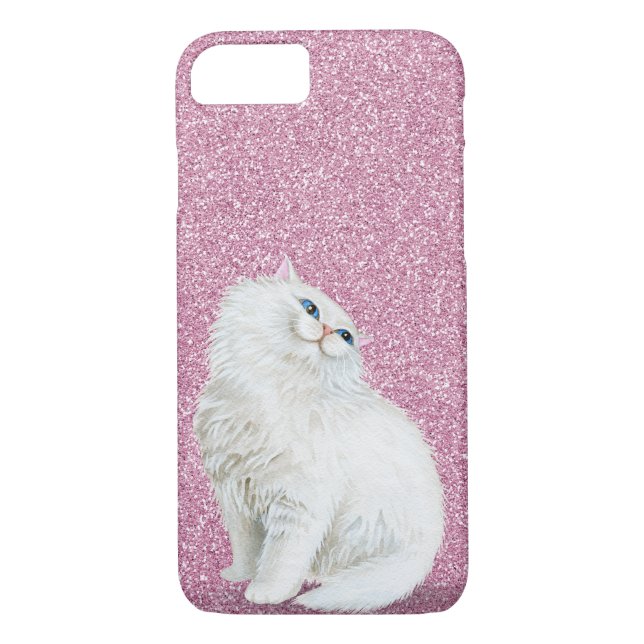 Capa Para iPhone, Case-Mate Gato branco persa com brilho rosa (Verso)