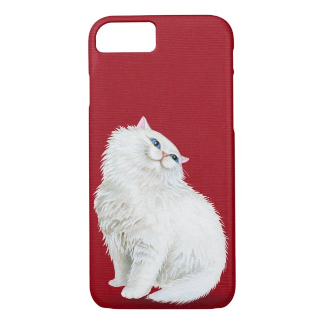 Capa Para iPhone, Case-Mate Gato branco persa em vermelho (Verso)
