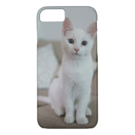 Capa iPhone 8/7 Gato branco | Zazzle_Growth.