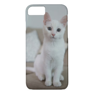 Capa iPhone 8/7 Gato branco   Zazzle_Growth.