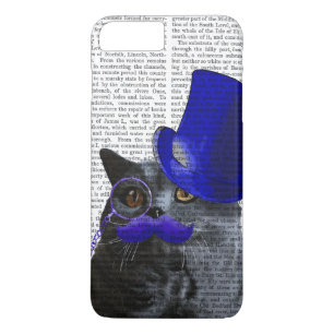Capa Para iPhone Da Case-Mate Gato Cinza com chapéu azul e bigode azul