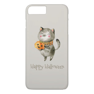 iPhone 8 Plus/7 Plus Gato de Halloween bonito com abóbora   Capa para C
