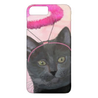 Gato Preto com Anjo Rosa Halo