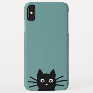 Capa Para iPhone XS Max Gato Preto Curioso de Peeking | Rosto de Gato Engr