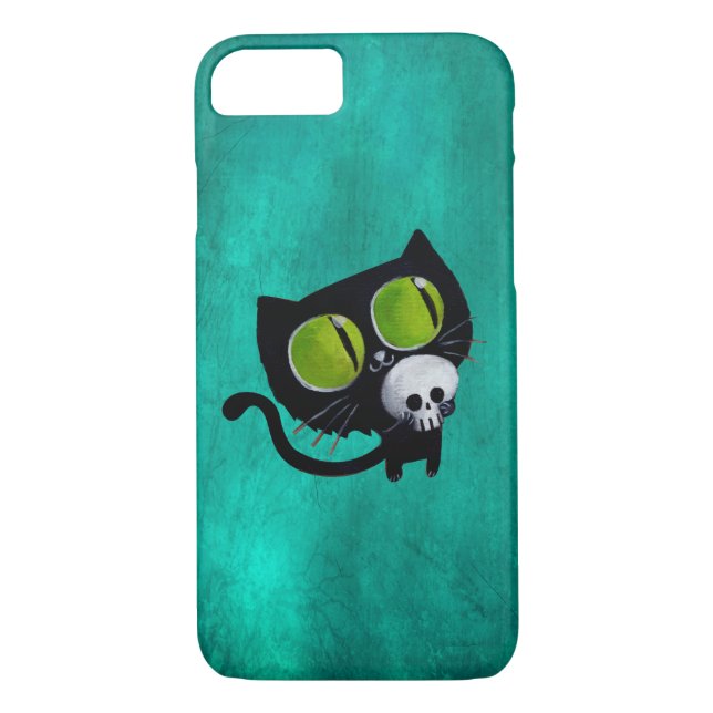 Capa Para iPhone, Case-Mate Gato preto do Dia das Bruxas com crânio (Verso)