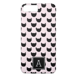 Capa iPhone 8 Plus/7 Plus Gato preto feminino PINK Monograma Personalizado