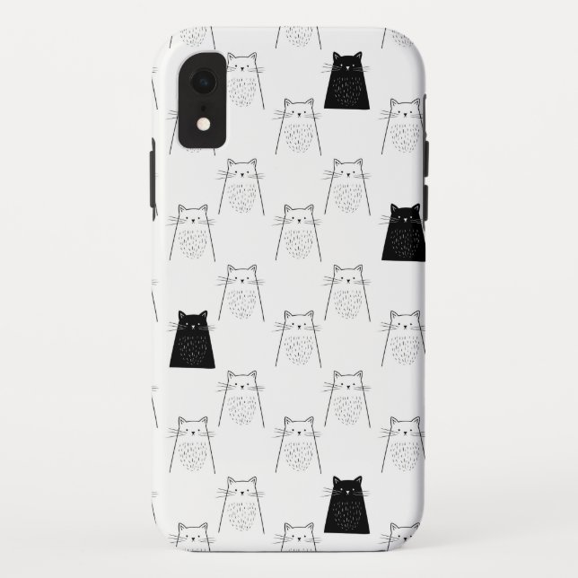 Capa Para iPhone, Case-Mate Gatos bonitos - pretos & teste padrão branco (Verso)