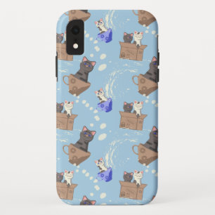 Capa Para iPhone Da Case-Mate Gatos na caixa e leite cai em azul