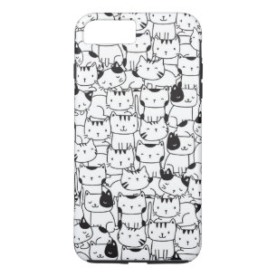 Capa iPhone 8 Plus/7 Plus Gatos Pretos e Brancos Fofos