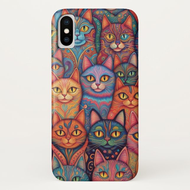 Capa Para iPhone, Case-Mate Gatos psicodélicos. Hippy, Bohemian, BoHo (Verso)
