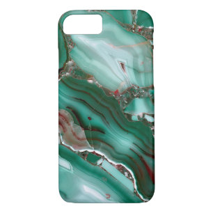 Capa iPhone 8/7 Gemstone Agate Marble, Luxo Malachite