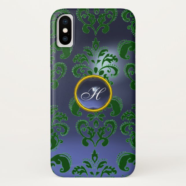 CAPA PARA iPhone, Case-Mate  GEMSTONE MONOGRAMA AZUL VERDE (Verso)