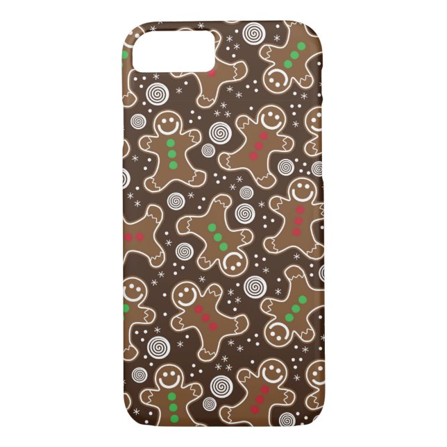 Capa Para iPhone, Case-Mate Gingerbreads de Natal Vermelhos, Castanhos e Verme (Verso)
