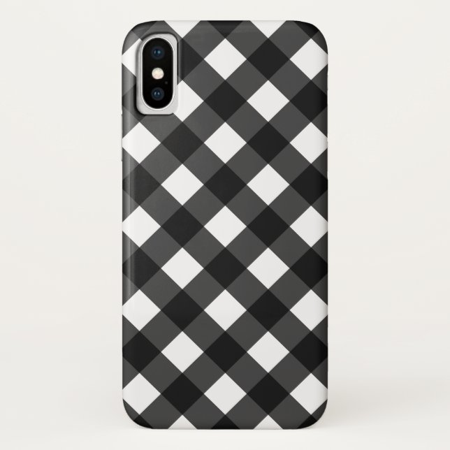 Capa Para iPhone, Case-Mate Gingham Preto e Branco (Verso)