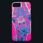 Capa iPhone 8/7 Girafa Engraçada Esticando sua língua<br><div class="desc">Uma pose engraçada de uma girafa fofinha - destacando sua língua! Cores néon alegres e engraçadas de rosa e azul. Tem uma graça de sessenta e poucos anos que a arte de pop.</div>